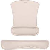 MOSISO Wrist Rest Support for Mouse Pad & Keyboard Set, Ergonomic Mousepad Non-Slip Base Home/Office Pain Relief & Easy Typing Cushion with Neoprene Cloth & Raised Memory Foam, Apricot