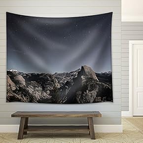 Mountain Valley Under Starry Night Sky - Fabric Wall Tapestry Home Decor - 51x60 inches