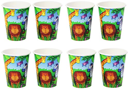 Amscan Wild Jungle Animals Themed Party Paper Cups Tableware (Pack Of 8), Multicolor, 9 oz