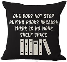Book Lover Reading Club Beige One Does Not Stop Buying Books Cotton Linen Decorative Throw Pillow Case Cushion Cover Square 18 "X18 "