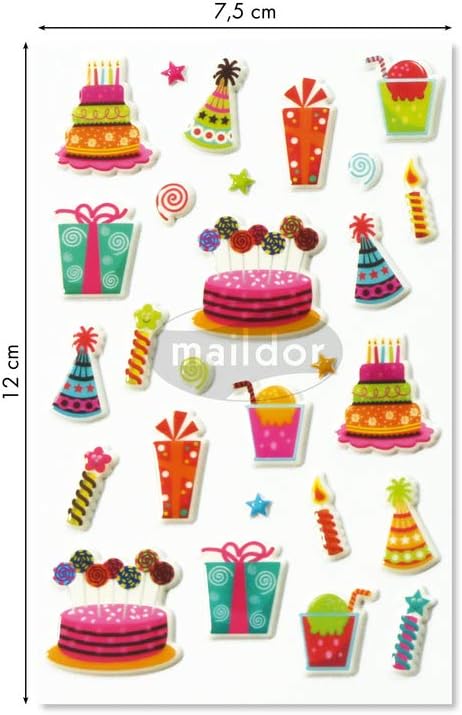Maildor 560516C, 3D STICKERS Cooky, 1 sheet, 12x8 cm, 27 stickers, BIRTHDAY THEME, Children's Arts and Crafts Accessories - Image 3