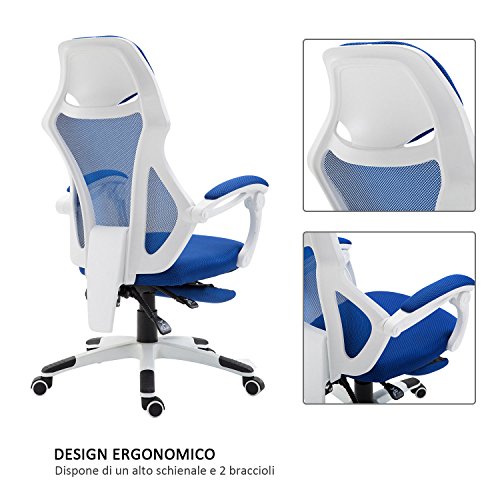 HOMCOM-Sedia-da-Ufficio-Ergonomica-Regolabile-Poltrona-Reclinabile-con-Poggiapiedi-6155851105-1205cm