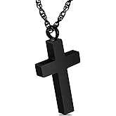 Cremation Cross Necklace for Ashes, Blank Cross Urns Locket Pendant Ashes Holder Stainless Steel Memorial Jewelry