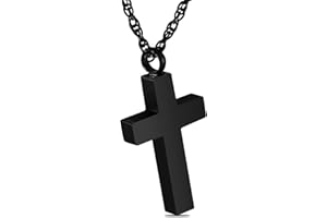 URNAURN Cremation Cross Necklace for Ashes, Blank Cross Urns Locket Pendant Ashes Holder Stainless Steel Memorial Jewelry