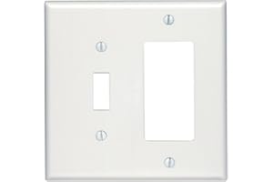 Leviton 2-Gang 1-Toggle 1-Decora/GFCI Device Combination Wallplate, Midway Size, Thermoset, Device Mount, 80605-W, White