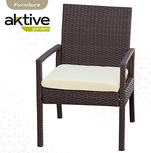 61068 Gartenmöbel-Set aus Rattan, Terrassenmöbel, Outdoor-Möbel, inklusive 2 Gartensesseln mit gepolstertem Kissen und 1 Tisch, Außenterrasse, dunkelgrau, Dunkel