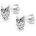 Gem Stone King 925 Sterling Silver Owl Shaped Stud Earrings For Women Jewelry Gifts