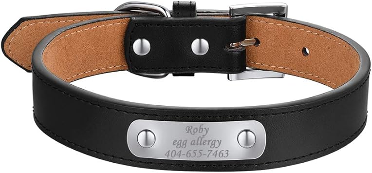 Amazon Prosteel 犬首輪 小型犬 迷子札 黒 ブラック 本革 レザー セーフティー 安全 おしゃれ 可愛い 調整可能 ペット Id ネームタグ M 26 33cm Prosteel 名札 Idタグ 通販