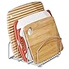mDesign Kitchen Bakeware Organiser - Steel Baking Tray Rack and Cutting Board Holder - Ideal Kitchen Storage Solution…