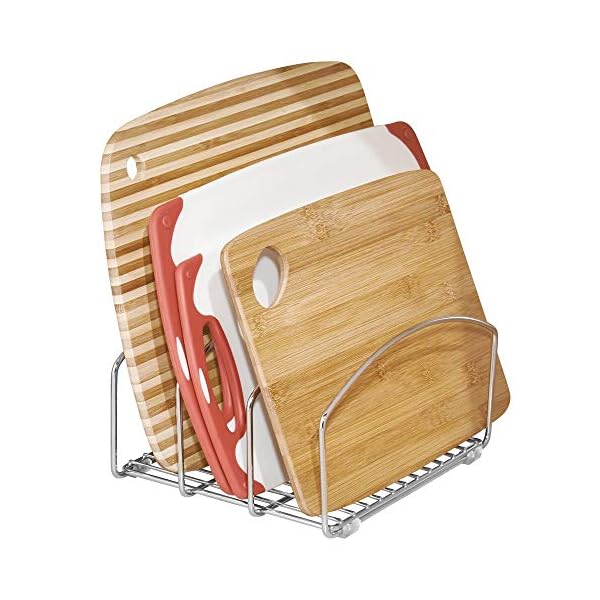 mDesign Kitchen Bakeware Organiser - Steel Baking Tray Rack and Cutting Board Holder - Ideal Kitchen Storage Solution…