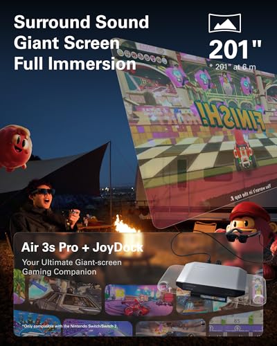 RayNeo Air 3s Pro AR/XR Glasses - 201'' 1200 Nits 120Hz HueView 2.0 Video Display, Smart Gaming Glasses for iPhone 17,16,15/Android/Mac/Switch 2/PS5/SteamDeck - Next-Gen Personal Theater