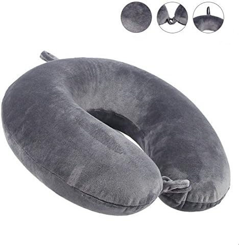 Travel Pillow Set,Ultimate Memory Foam Neck Pillow Supports the Head, Neck and Chin in Maximum Comfort in Any Sitting Position (grey)