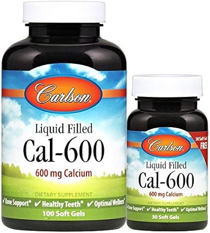 Carlson labs Liquid cal-600, calcium 600mg, 100 + 30 free Soft Gel (088395051548)