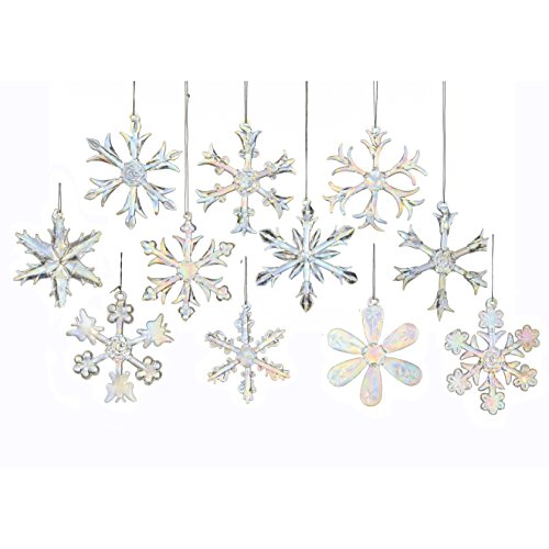 Kurt Adler Snowflake Drop Christmas Ornaments – 3 Assorted Styles, 6.5in, Multi-Color, Free Express Shipping