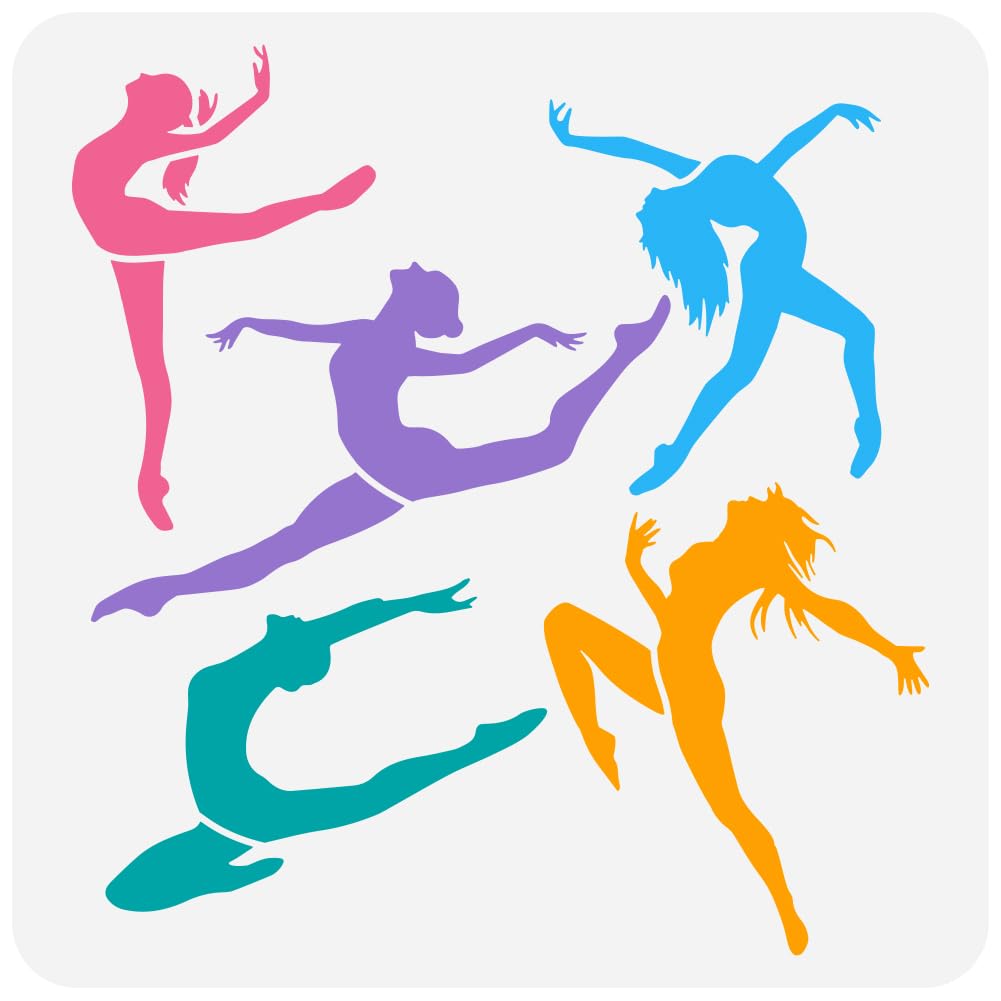 FINGERINSPIRE Dancing Girl Painting Stencil 30x30cm Reusable Dancers Spraying Stencil Yoga Woman Stencil Large Slim Figure Stencil PET Decorative Hollow Out Template for DIY Wall Scrapbook Fabric