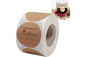 BUEAKE Jam and Jelly Jar Canning Labels for Mason Jars and More(2" Round 500/roll) with Lines for Writing- Jar Labels Jam, Jelly, and More