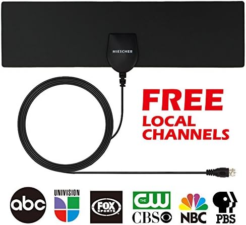 TV Antenna, MIESCHER Indoor Mini TV Antenna, 35 miles Signal Reception for 1080P, VHF and UHF, get Free Local Channels for Smart TV, HDTV and TV - Black