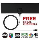 TV Antenna, MIESCHER Indoor Mini TV Antenna, 35 miles Signal Reception for 1080P, VHF and UHF, get Free Local Channels for Smart TV, HDTV and TV - Black