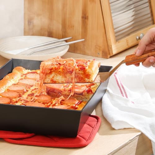 Jisculo Detroit Style Pizza Pan 10x14x2.5 (Non-Stick, BPA & PFOA Free) Heat-Resistant Up to 800°F, Pre-Seasoned Authentic Hard Anodized Detroit Deep Dish Pizza Pan, Five-Year Free Replacement