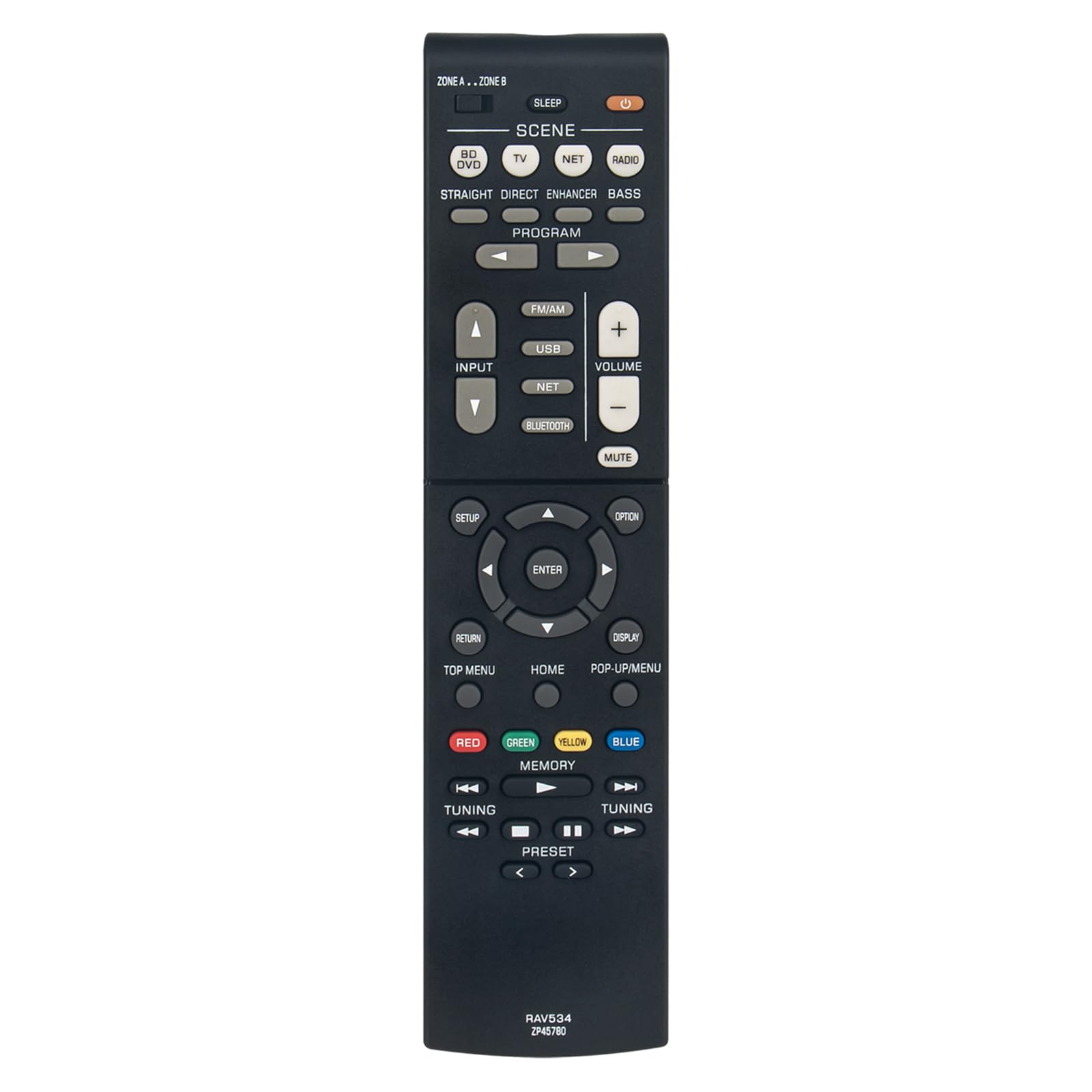 VINABTY RAV534 ZP45780 Replaced Remote Control Suitable for Yamaha Audio Receiver RX-V583 RX-V583BL TSR-5790BL TSR-5810 HTR-4068 HTR-5069 RX-V481 RX-V481BL RXV481D RX-V481D RX-V485 RX-V581 RX-V581BL