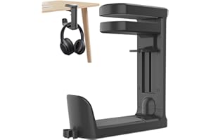 Desk Headphone Hanger,360° Rotatable Earphone Hanger Rack | Space-Saving Earphone Clamp | for Home Office Streaming Computer 
