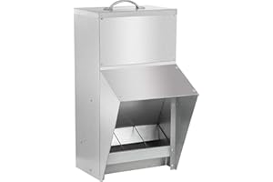 shengyi 11.5-55lbs Galvanized Chicken Feeder - Rat Proof Poultry Feeder with Lid Weatherproof Outdoor Coop Food Dispenser (11.5lbs 8.3x6.3x12.9in)