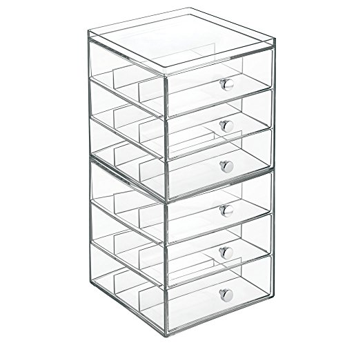 InterDesign 36230 3 Drawer Glass Vanity Organizer, Clear