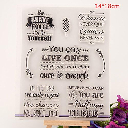 Shoresu Be Brave Enough to Be Yourself Clear Stamps Sheets Transparent Silicone Seal for DIY Scrapbooking Craft Card Photo Album Decorative 14x18cm/5.51x7.08