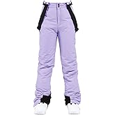 YEEFINE Women's Snow Ski Pants Insulated Winter Warm Outdoor Waterproof Snowboard Pants Bibs Detachable Suspender