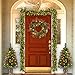 MAOYUE Christmas Wreath with LED Lights 21 Inches Red Berry Wreath Garland Pre-Lit Holiday Decorations Wreath for Christmas Indoor Outdoor Decorations