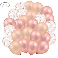 Rose Gold Confetti Balloons, 36 Pcs 12 inch Plush Pink & Champagne Gold Color Latex Party Balloons for Weddings, Engagement, Bachelorette Parties, Graduation Birthday Party Decoration Supplies