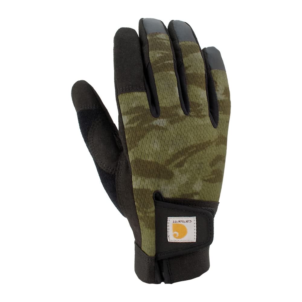 Carhartt Men's Synthetic Leather High Dexterity Touch Sensitive Secure Cuff Glove, Basil Blind Fatigue Camo, Medium