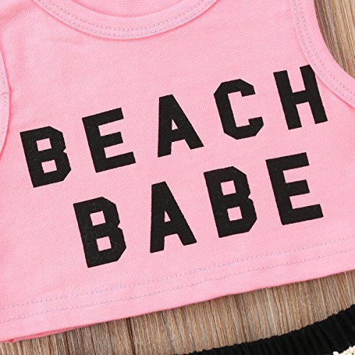 image for Biayxms Infant Toddler Baby Girl Beach Babe Top and Tassel Shorts Pant