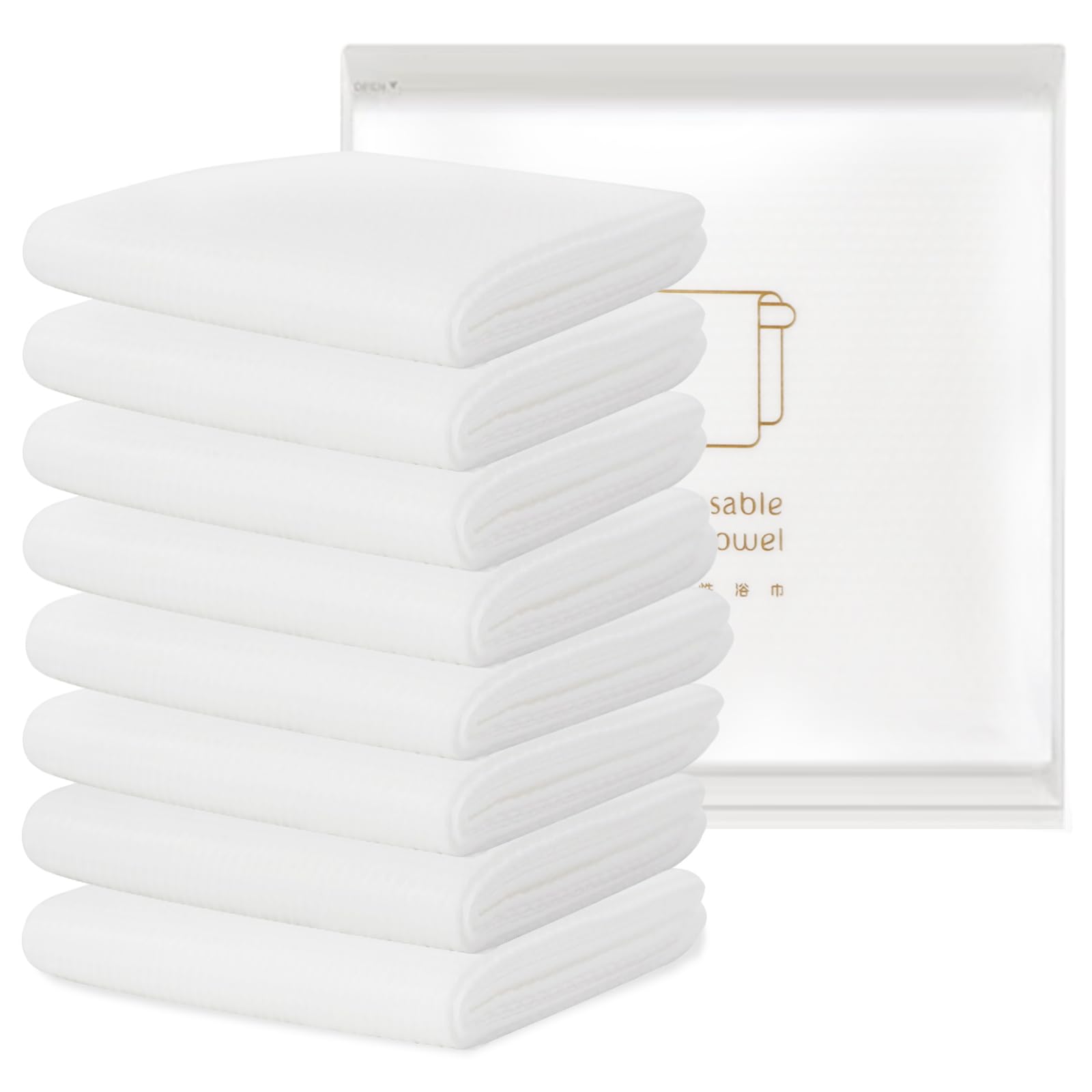 DAWNTREES 8 Pack Disposable Bath Towels, 70X140 cm Travel Essentials,Disposable Spa Towels for Travel,Bathroom, Hotel,Business,Trip, Swimming