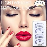 Triple Magnetic Eyelashes [No Glue] Faux False Extensions Set for Natural Look - Fake Lashes Extensions Reusable Strip Full Eye 3 magnets