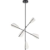 Kuzco Lighting Mulberry 37" Chandelier | Black Finish | Clear Acrylic Light Guide | Modern LED Ceiling Light | Made of Alumin