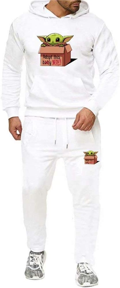The Mandalorian Baby Yoda Men Hoodies Sweatshirts Pants Sets Hoodie Suit Tracksuit 2 PCS Hoody Pullover Set