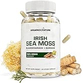 ORGANICS NATURE Irish Sea Moss Capsules 45 Servings | High Potency Seamoss Pills | Dr. Sebi Approved Sea Moss for Energy 90 Vegan Capsules
