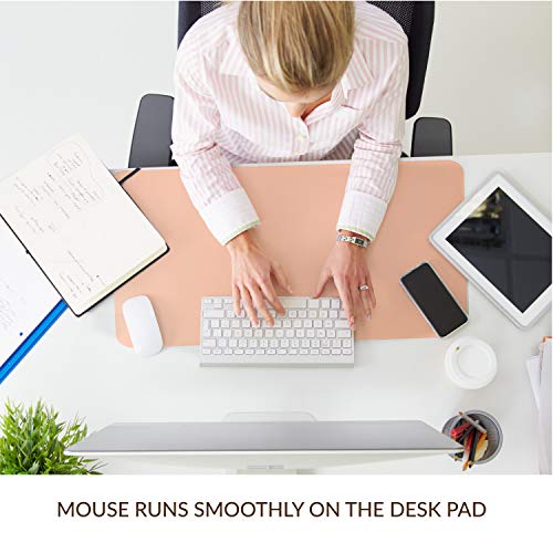 Homesure Genuine Leather Desk Pad (Pink, 17x35 inches) Waterproof & Genuine Leather - Desk Mat,Desk Blotter, for Office and Home on top of desks