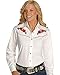Ely Cattleman Women's Long Sleeve Western Shirt with Red Rose Embroidery, White, L