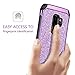 GUAGUA Galaxy S9 Plus Case Kickstand Slim Glitter Sparkly 2 in 1 Hybrid Hard PC Cover with Bling Faux Leather Girls Women Shockproof Protective Tough Phone Case for Samsung Galaxy S9 Plus(2018) Purple