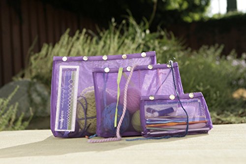 Namaste Oh Snap Set 3 Eggplant Purple Mesh Sewing Knitting Bags