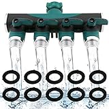 TedGem 4 Ways Garden Hose Splitter - Heavy Duty Garden Water Hose Splitter, Ball Valve Hose Connector with 10 Free Washers for Sprinkler, Outdoor Faucet, Drip Irrigation Systems & Lawns Product