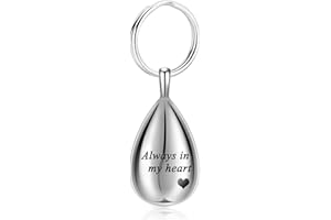 Yinplsmemory Cremation Keychain for Ashes Always In My Heart Urn Locket Cremation Jewelry Teardrop Memorial Keepsake Keychain