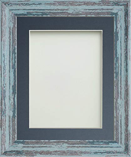 Frame Company Lynton Rustic Blue Photo Frame with Blue Mount, 7x5 for 6x4 inch, fitted with perspex
