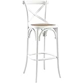 Modway Gear X-Back Wood Bar Stool in White