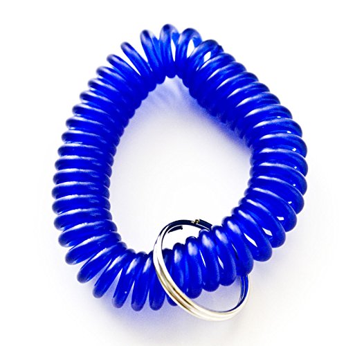 100pcs Blue Color Soft Spring Spiral Coil Elastic Wrist Band Key Ring