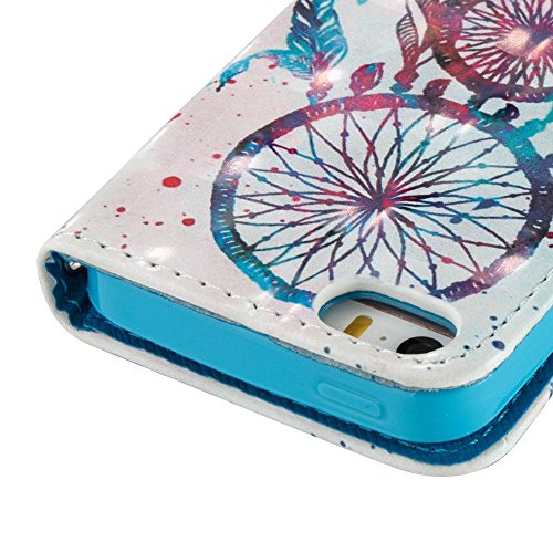 iPhone SE Case,iPhone 5S Case,iPhone 5 Case, JanCalm [Wrist Strap] [Kickstand] [3D Painted Pattern] [Card/Cash Slots] PU Leather Wallet Magnetic Flip Folio Cover + Crystal pen (Dream Catcher Pattern) - Thumbnail 5