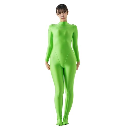 LEOHEX Women's Satin Spandex Full Bodysuit Sleek Shiny Catsuit