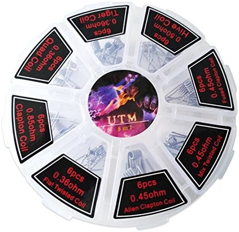 UTM 8 in 1 Kanthal Coils 48PCS Pack Pre-Built Wire for RDA, RBA & RDTA E Cigarette Atomizer Tanks | Nicotine Free